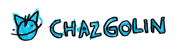 Logo with 'Chaz Golin' text and a blue graphic on a white background