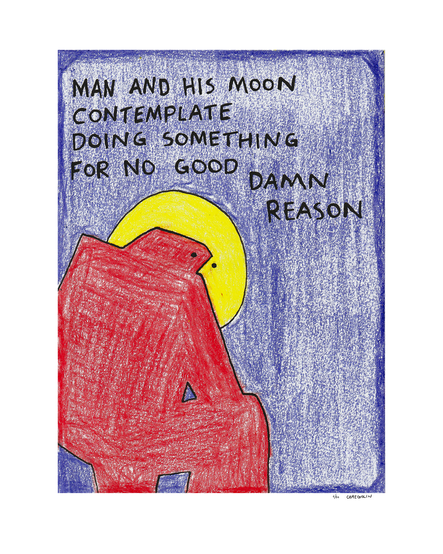 r. | Man and His Moon | 8" x 10"